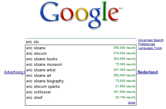 Eric Sloof in Google auto-completion