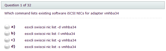 32 questions based upon the vSphere Trouble shooting course 